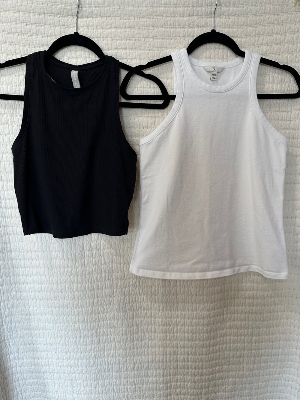 Classic Ribbed Tank Black Athleta and White Banana Republic